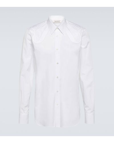 Alexander McQueen Applique Cotton Poplin Shirt - White