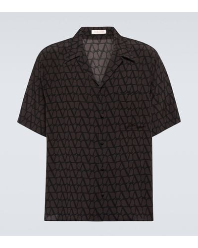 Valentino Toile Iconographe Silk Shirt - Black