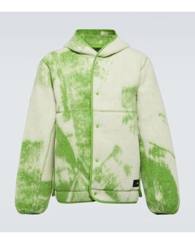 Y-3 Bedruckte Jacke aus Fleece - Grün