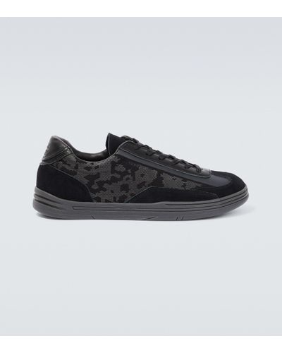 Stone Island S0101 Leather And Canvas Trainers - Black