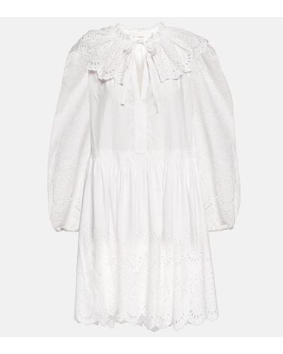 Ulla Johnson Vestido corto Narcisa de algodon - Blanco