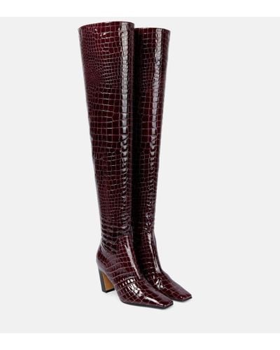 Khaite Snake-effect Leather Knee-high Boots - Red