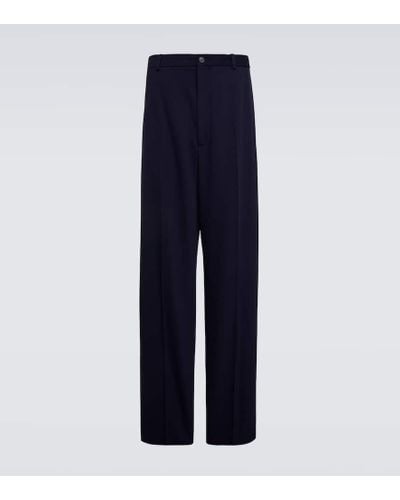 Balenciaga Mid-rise Wool Pants - Blue