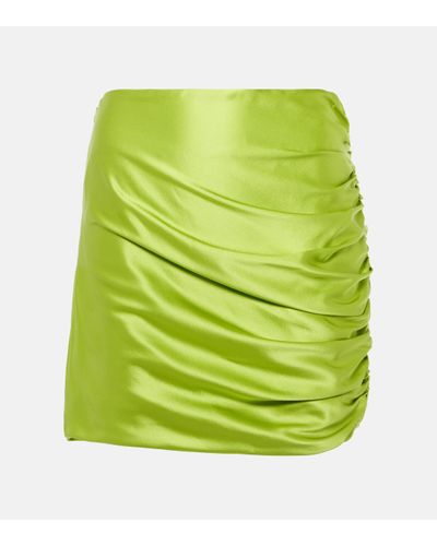The Sei Ruched Silk Satin Miniskirt - Green