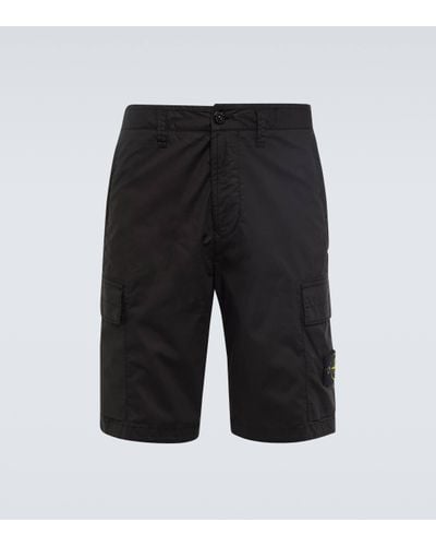 Stone Island Compass Cotton-blend Cargo Shorts - Black