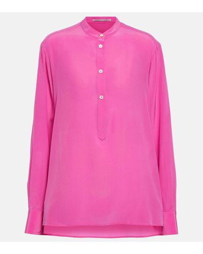 Stella McCartney Chemise Iconic en soie - Rose