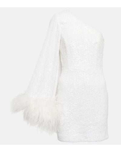 Rebecca Vallance Davina Feather-trimmed Minidress - White