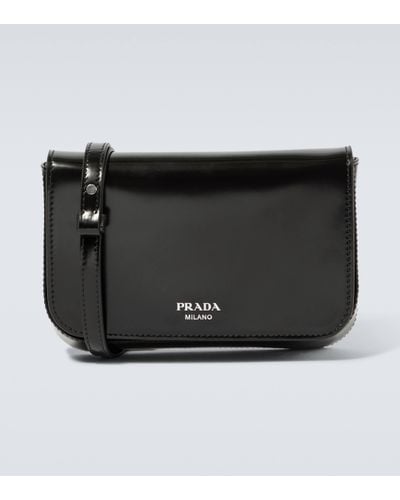 Prada Mini Leather Crossbody Bag - Black
