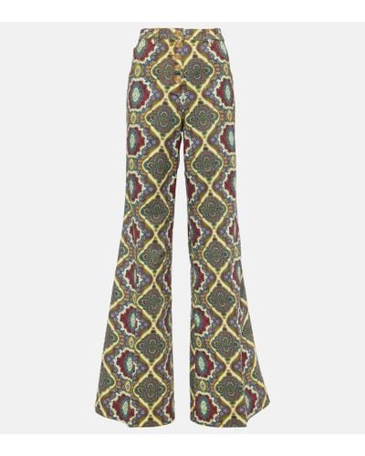 Etro Printed High-rise Wide-leg Jeans - Green