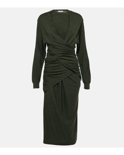 Lemaire Trompe-l'oil Wool-blend Midi Dress - Green