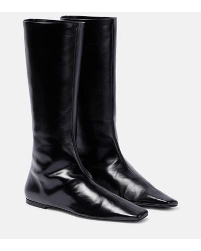 The Row Bette Square-toe Leather Knee-high Boots - Black