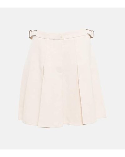 Brunello Cucinelli Pleated Linen Blend Skirt - Natural