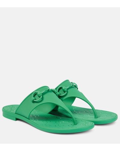 Gucci Horsebit Thong Sandals - Green