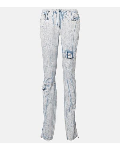 Acne Studios Bedruckte Low-Rise Slim Jeans - Blau