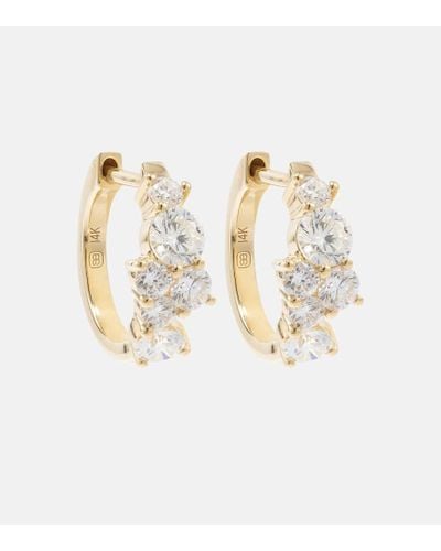 Sydney Evan Huggie 14kt Gold Earrings With Diamonds - White