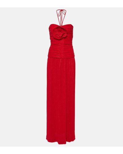 Rebecca Vallance Samantha Floral-applique Ruched Gown - Red