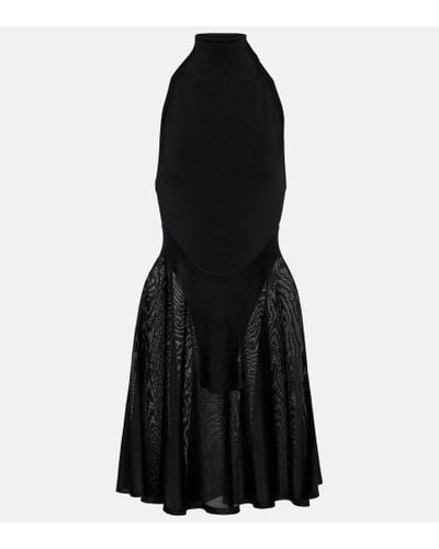 Alaïa Vestido corto de jersey y malla - Negro