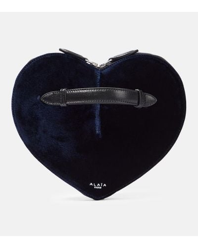 Alaïa Clutch de corazon Le Coeur en terciopelo - Azul