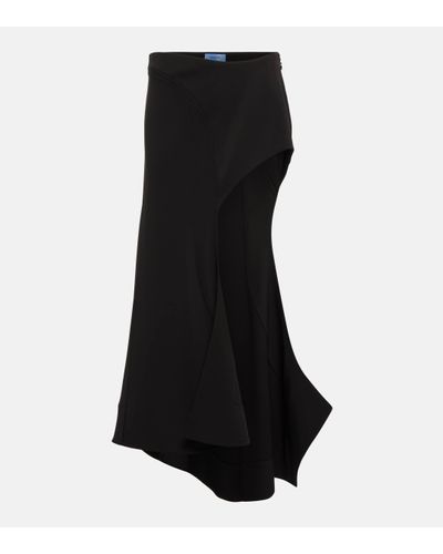 Mugler Asymmetric Jersey Midi Skirt - Black