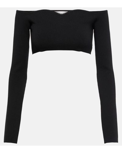 Nina Ricci Off-shoulder Wool-blend Crop Top - Black