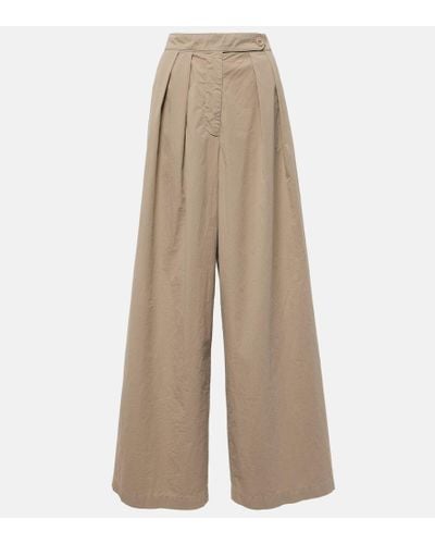 Dries Van Noten Pantalones anchos de algodon plisados - Neutro