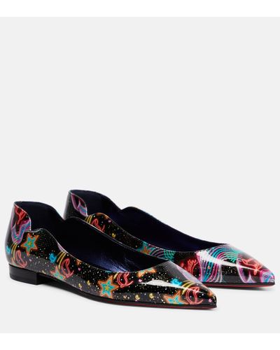 Christian Louboutin Hot Chickita Printed Patent Leather Ballet Flats - Blue