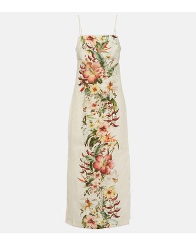 Zimmermann Vestido largo Lexi de lino floral - Metálico