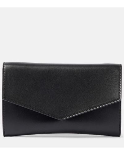 The Row Envelope Leather Crossbody Bag - Black