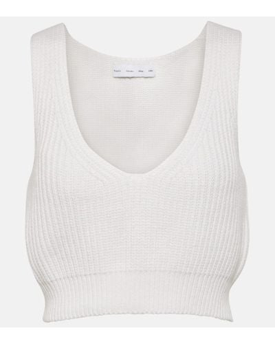 Proenza Schouler White Label - Cardigan cropped in cotone - Bianco