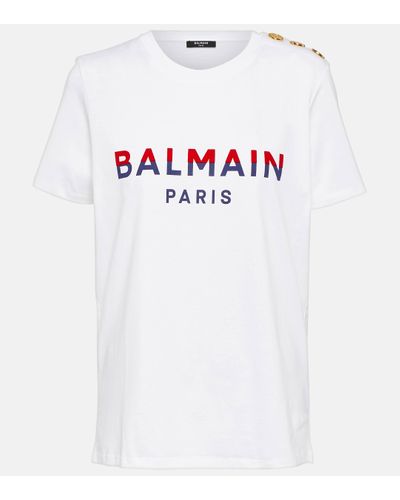 Balmain T-shirt en coton a logo - Blanc
