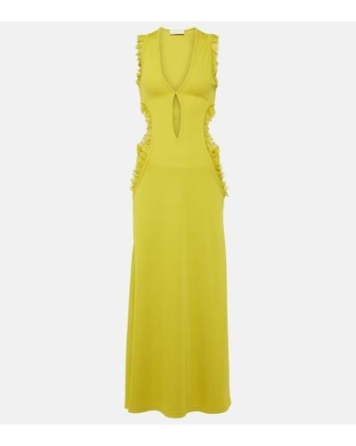 Christopher Esber Carina Ruffled Cutout Midi Dress - Yellow