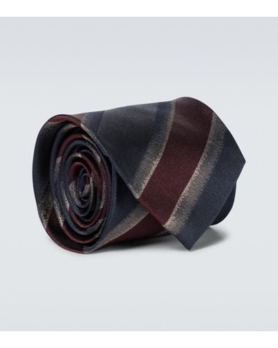Dries Van Noten Striped Silk Tie - Blue