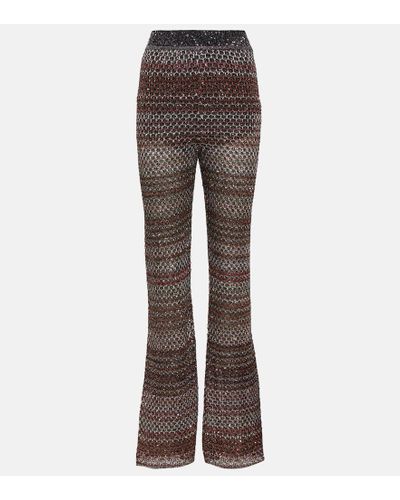 Missoni Knitted Chevron Lurex® Flared Pants - Gray