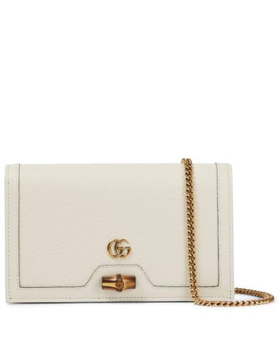 Gucci Diana Mini Leather Shoulder Bag - White