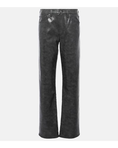 Agolde Sloane Mid-rise Leather Straight Pants - Gray