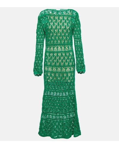 Anna Kosturova Robe longue en crochet de coton - Vert