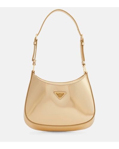 Prada Cleo Small Leather Shoulder Bag - Natural