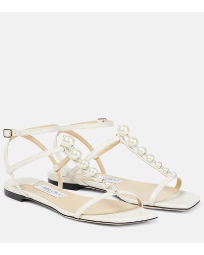 Jimmy Choo Amari Embellished Leather Sandals - White