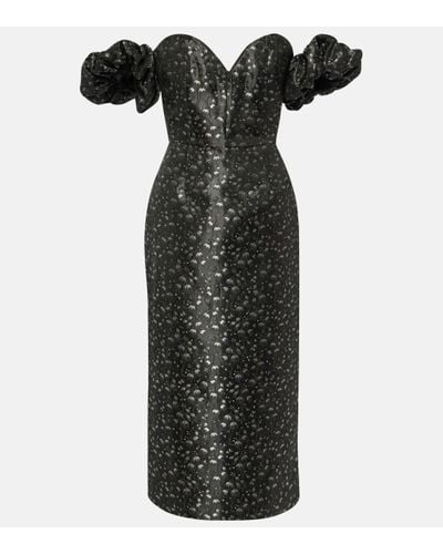Markarian Adelaide Metallic Brocade Midi Dress - Black