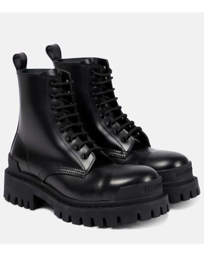 Balenciaga Strike Leather Boot - Black