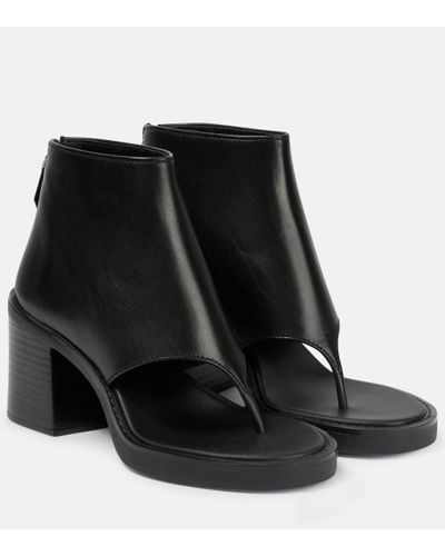 Miu Miu Thong Leather Ankle Sandals - Black
