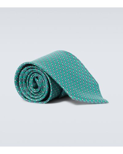 Brioni Cravate en soie imprimee - Vert