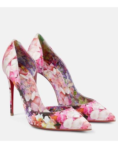 Christian Louboutin Iriza 100 Floral Crepe Satin Court Shoes - Pink