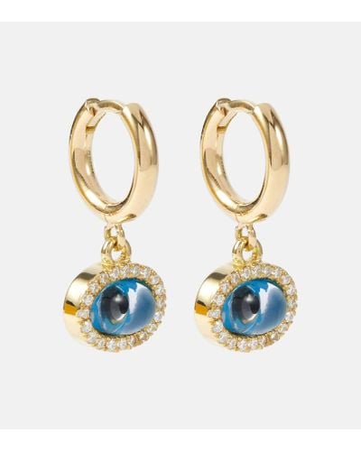 Ileana Makri Ohrringe Mini Oval Eye aus 18kt Gelbgold mit Diamanten - Blau