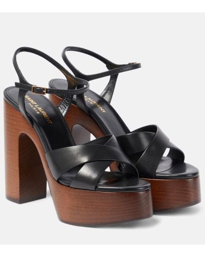 Saint Laurent Bianca 85 Leather Platform Sandals - Black