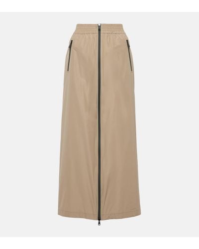 Brunello Cucinelli Zip-up Taffeta Maxi Skirt - Natural