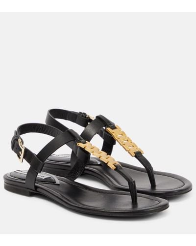 Victoria Beckham Leather Thong Sandals - Black