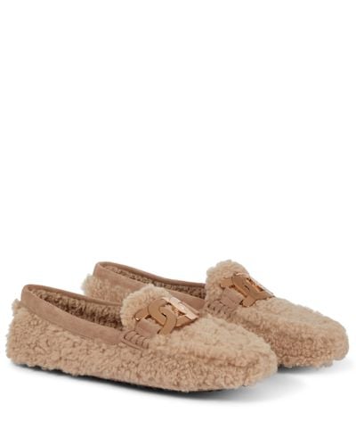 Tod's Shearling Loafers - Brown