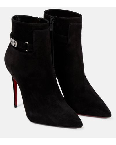 Christian Louboutin Lock So Kate 100 Suede Ankle Boots - Black