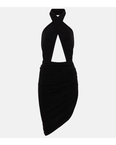 Norma Kamali Halterneck Asymmetric Minidress - Black